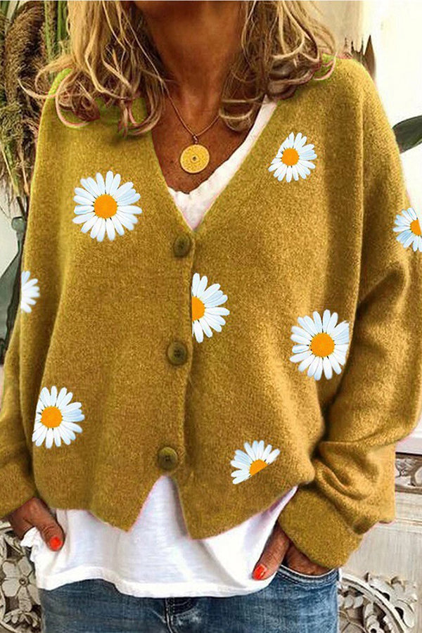 Cardigan da donna in maglione crisantemo