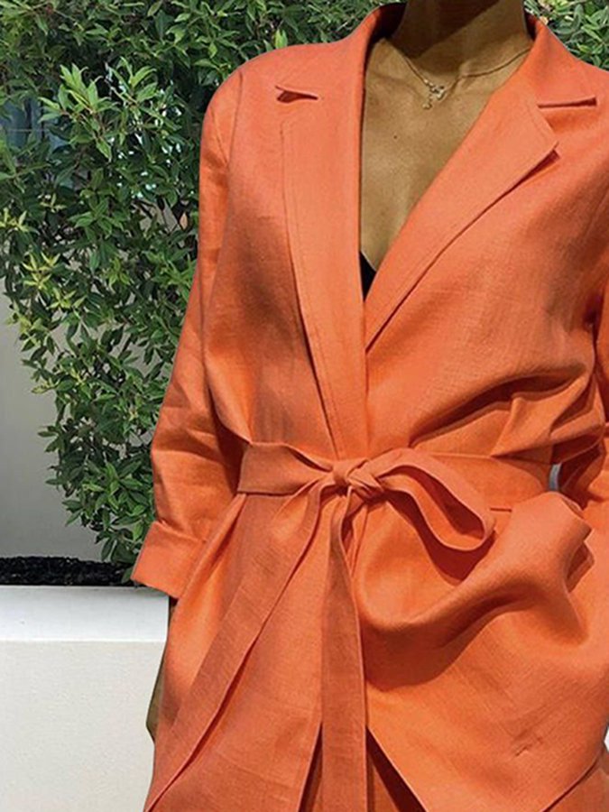 Casual Solid Color Two-Piece Suit