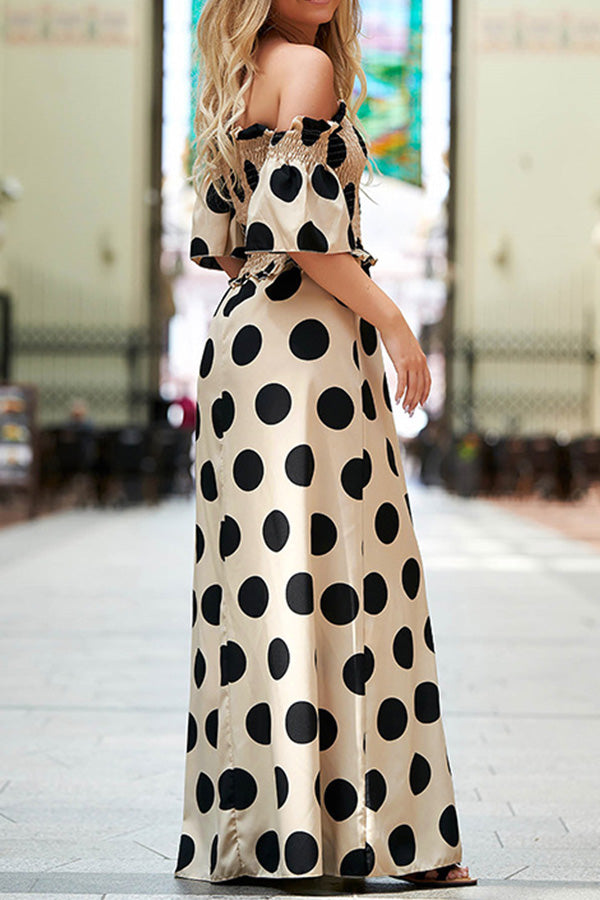 Elastic temperament polka dot printed Dress