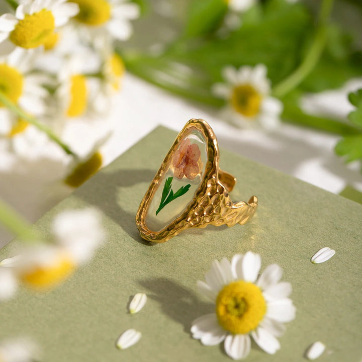 Anello retrò con fiore eterno