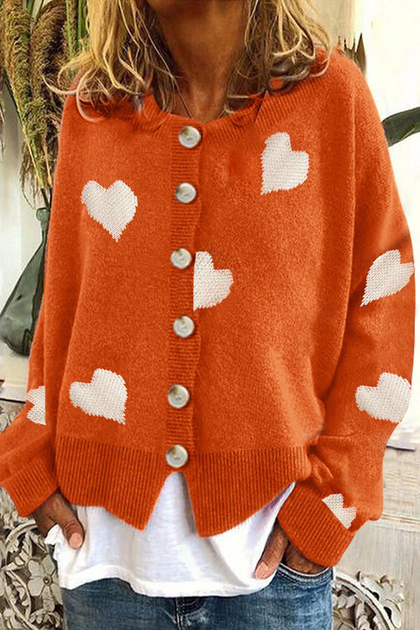 Cardigan da donna con maglione a cuore