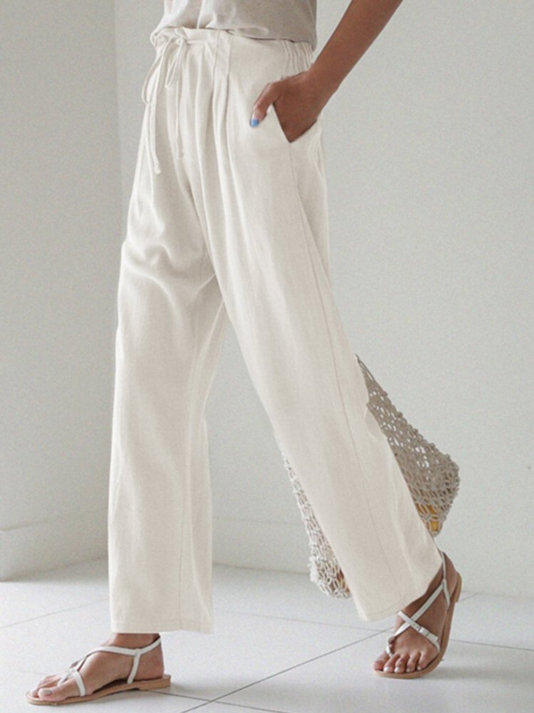 Pleated Drawstring Loose Fit Cropped Pants