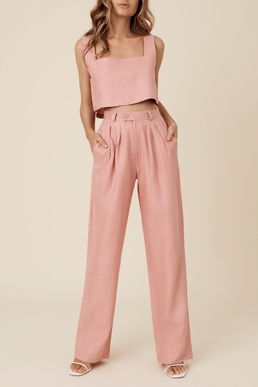 Maple Pink Linen Two-Pieces Set