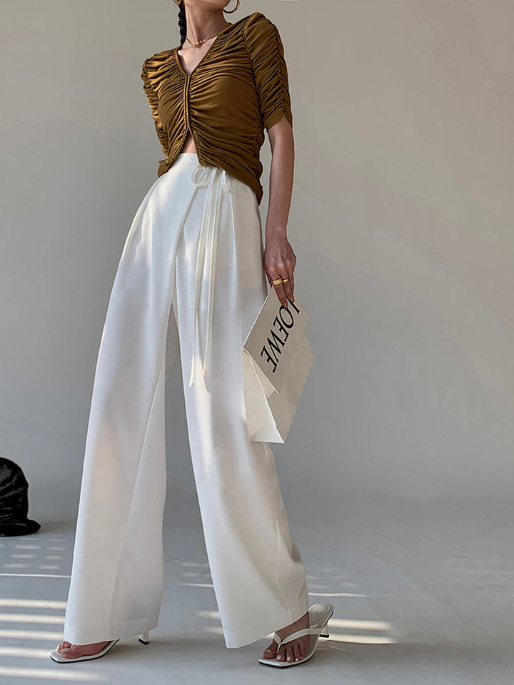 Tie Waist Flowy Wide Leg Pants