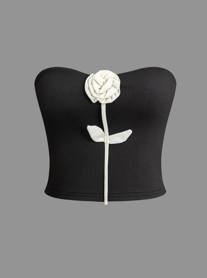 Tube-Top mit 3D-Blumenmuster 