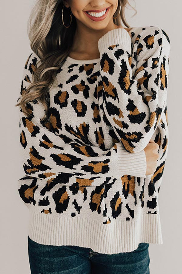 Open Back Leopard Sweater in Ivory