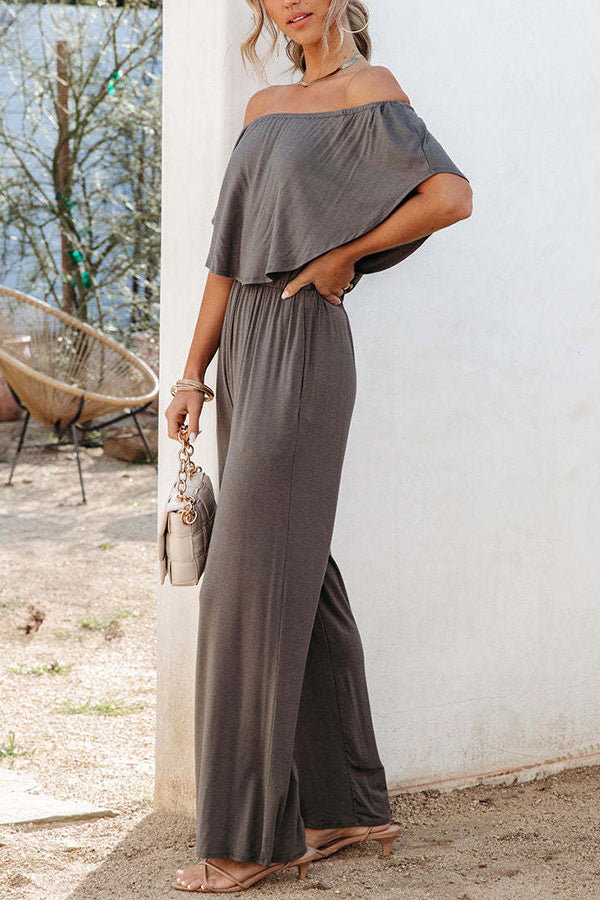 One-shoulder fashion off-the-shoulder jumpsuit