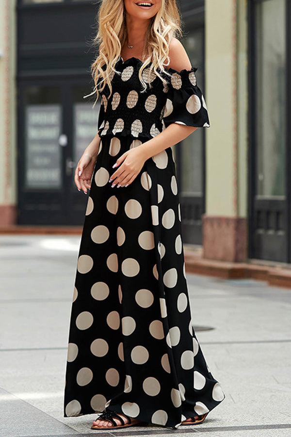 Elastic temperament polka dot printed Dress