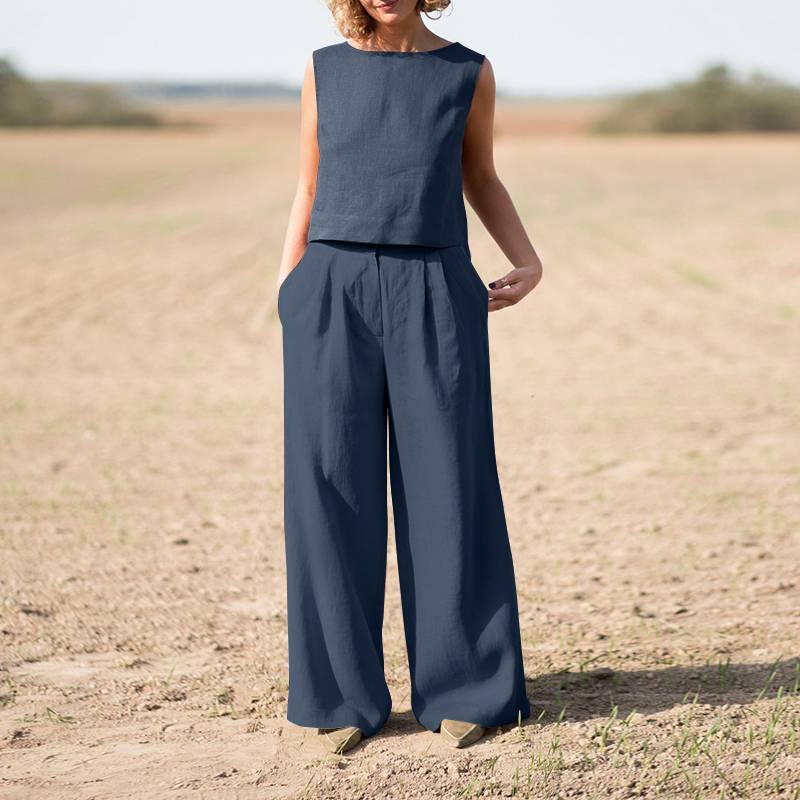 Casual Vest Top + Wide-leg Pants Sets