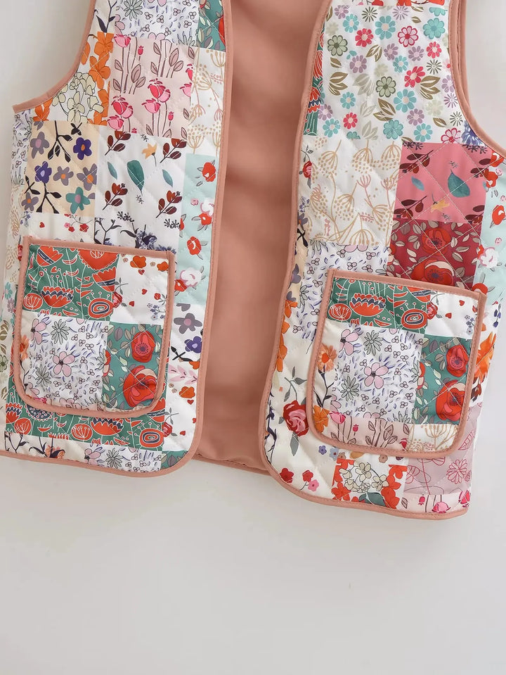 Colete Patchwork Estampado de Flores