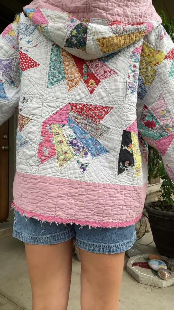 Cardigan rosa com zíper desfiado