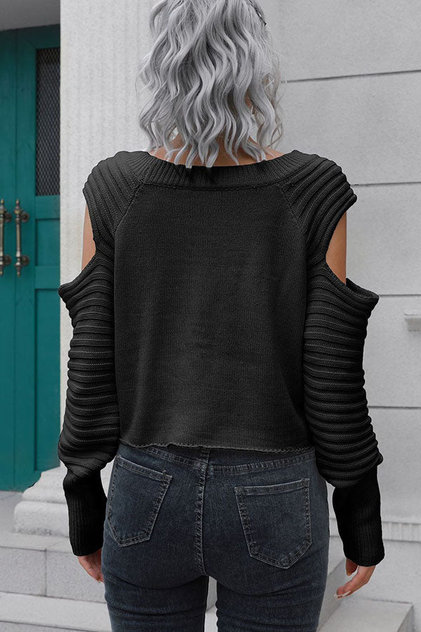 Women's design off-the-shoulder short sweater