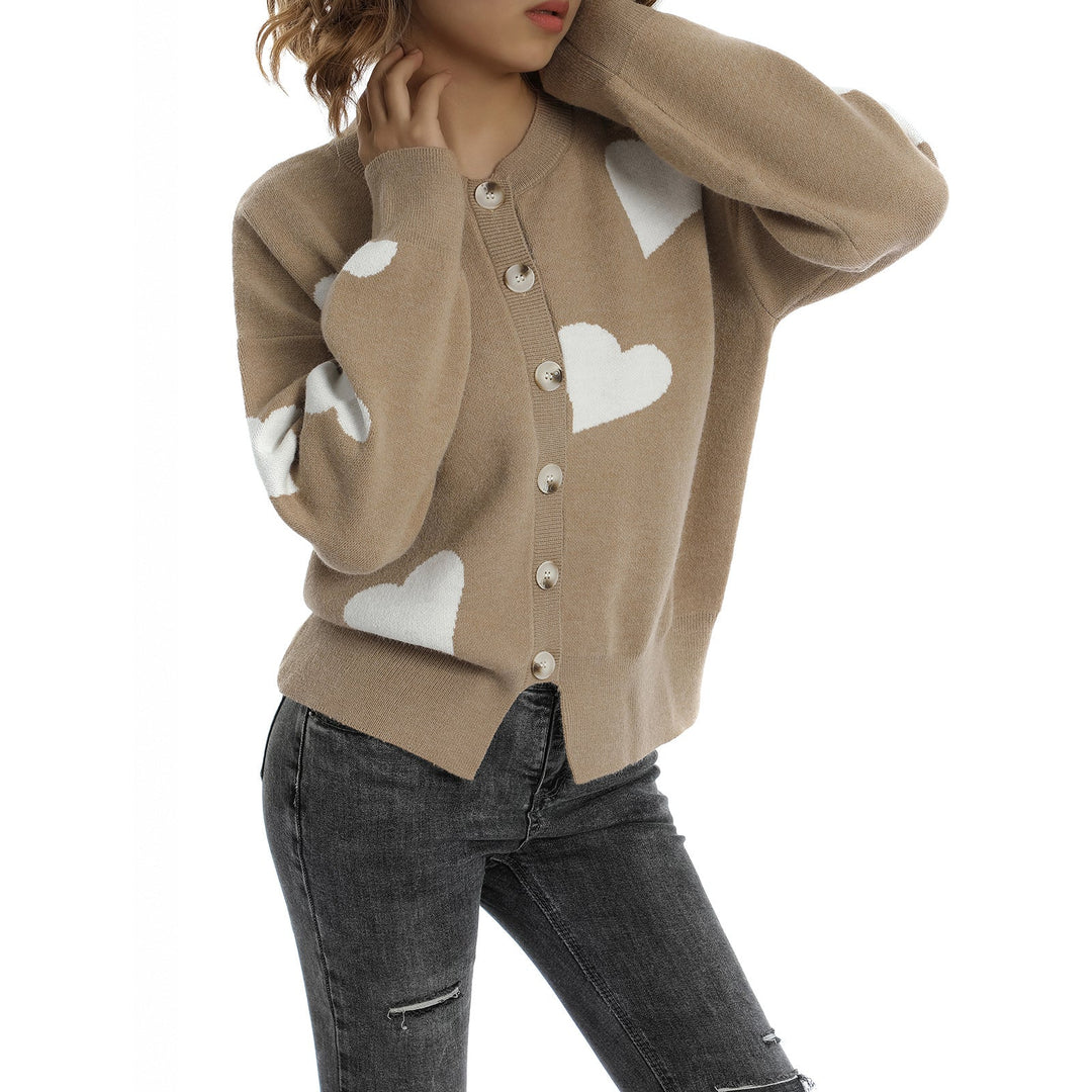 Cardigan da donna con maglione a cuore