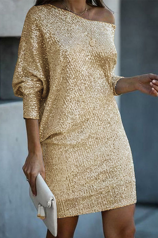 Sequin Long Sleeve Slim Pencil Skirt