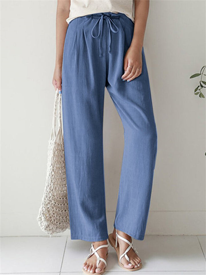 Pleated Drawstring Loose Fit Cropped Pants