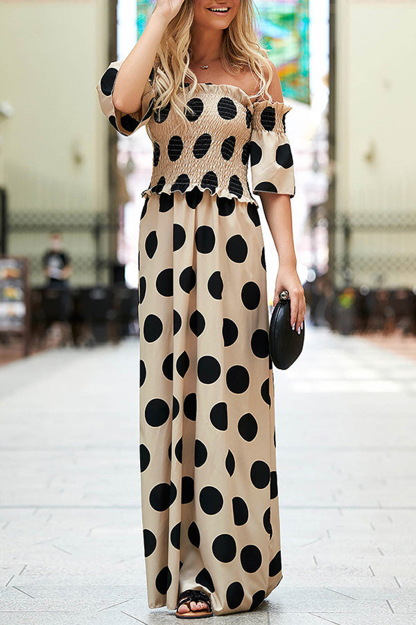 Elastic temperament polka dot printed Dress