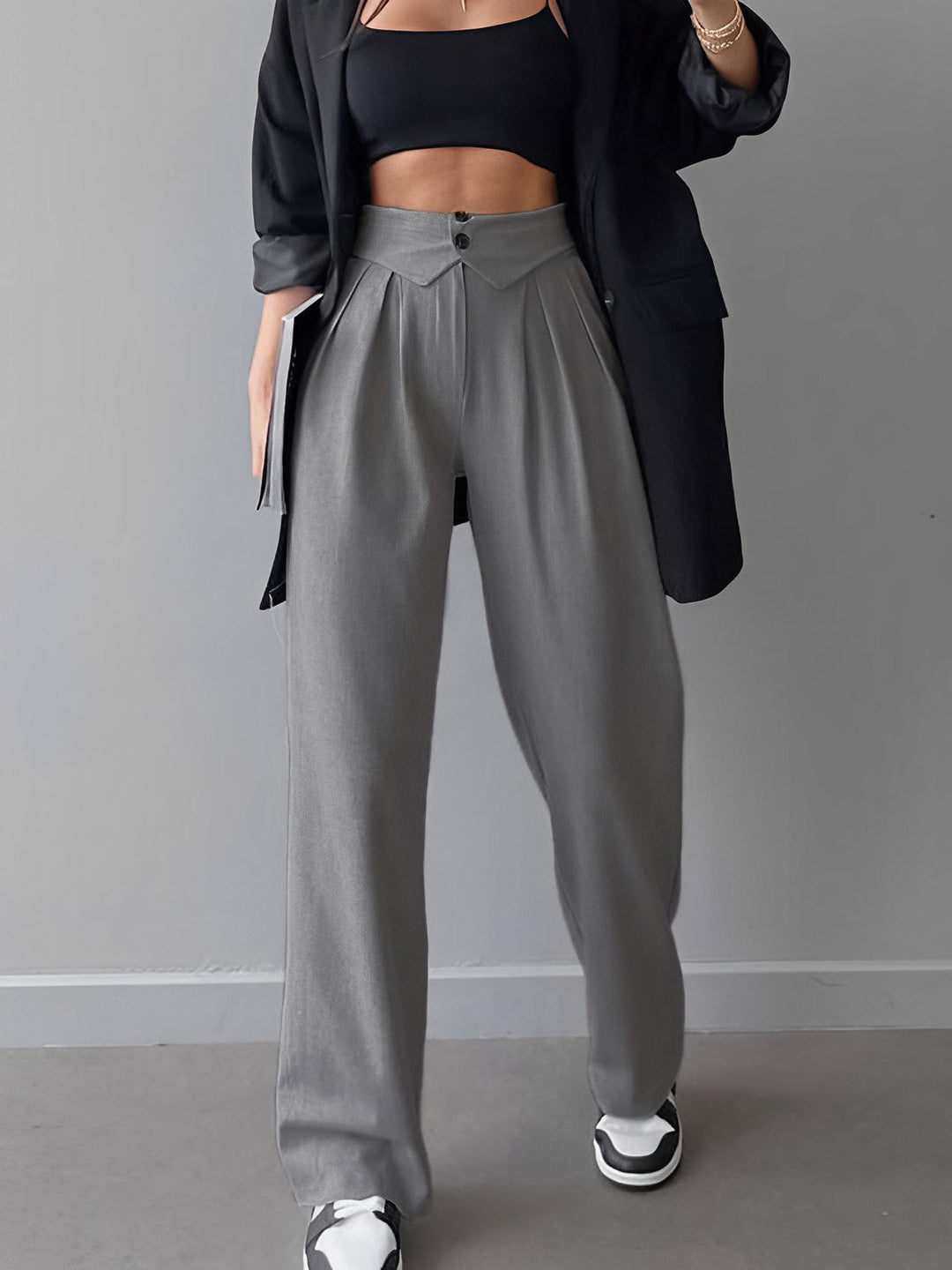 Street Fold Over Waistband Straight Leg Pants