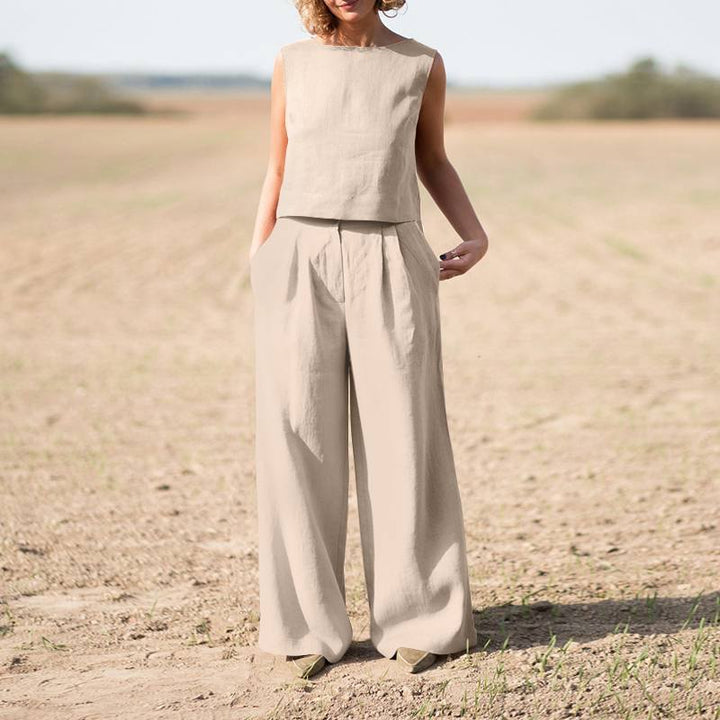 Casual Vest Top + Wide-leg Pants Sets