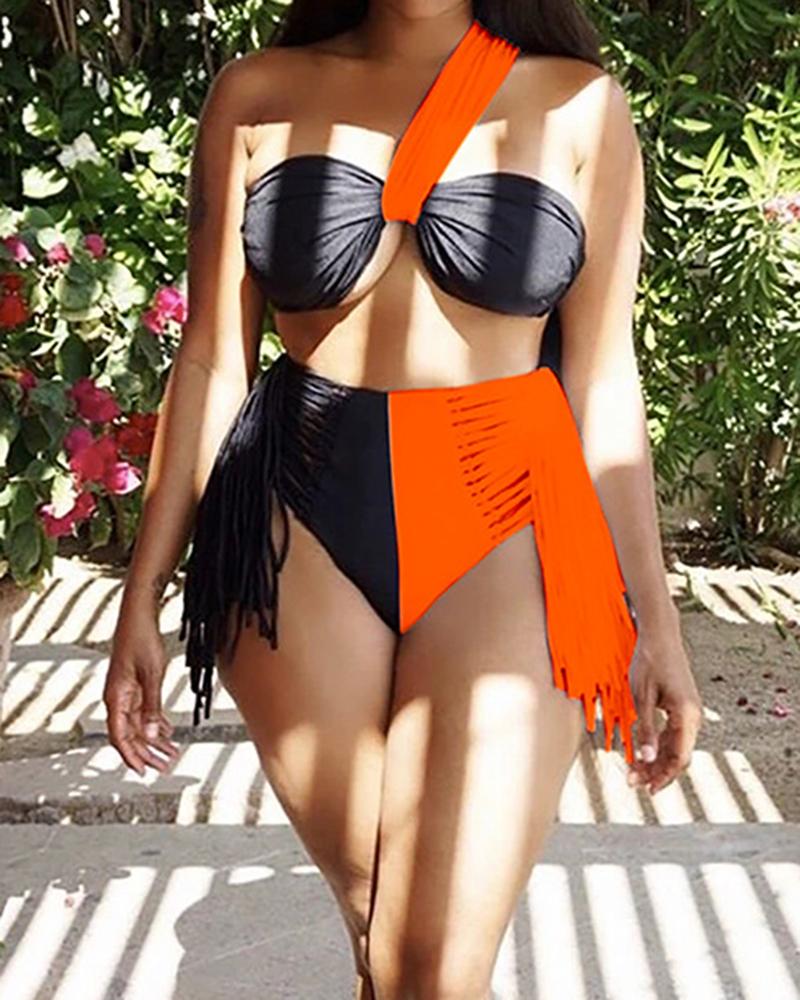 Women's Sexy Colorblock Split Swimsuit Bikini