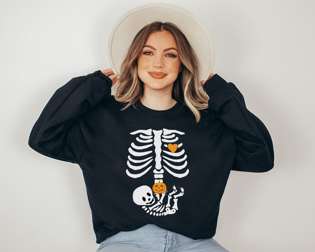 Pregnant Woman's Skull Sweatshirt