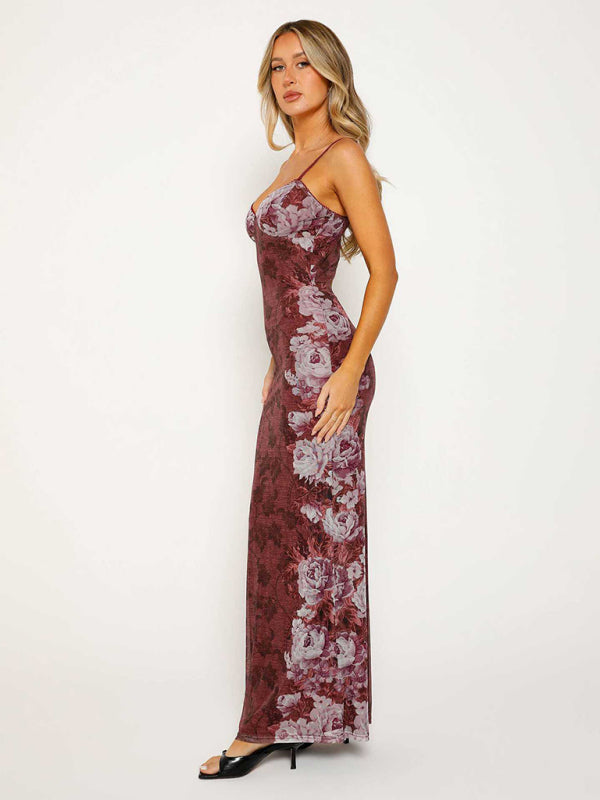 Large Range Floral Print Halter Maxi Dress