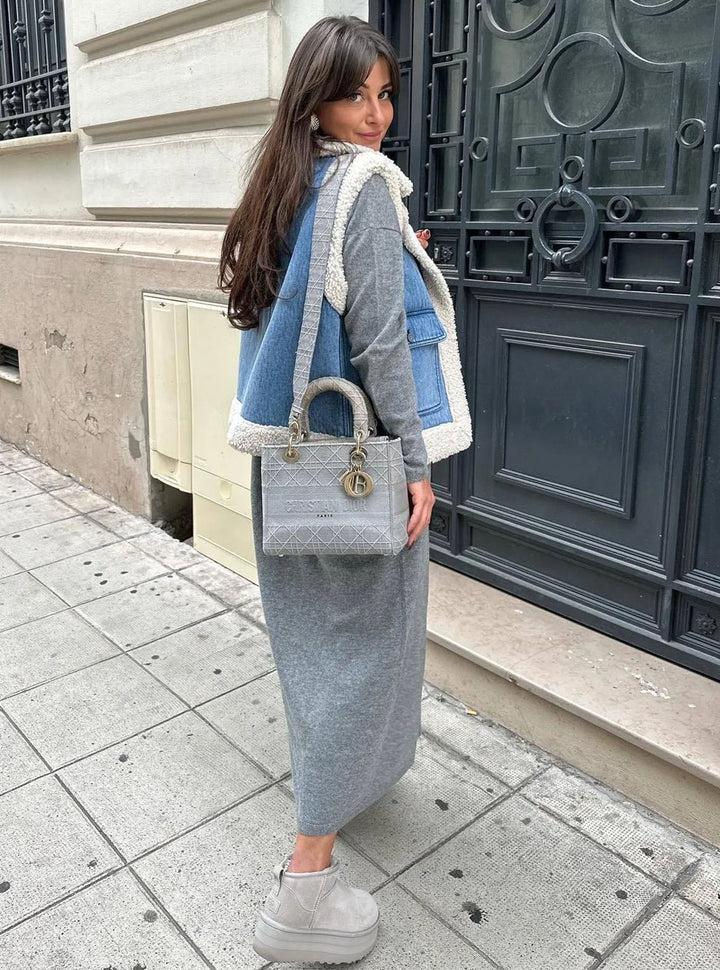 Gilet en laine imitation denim