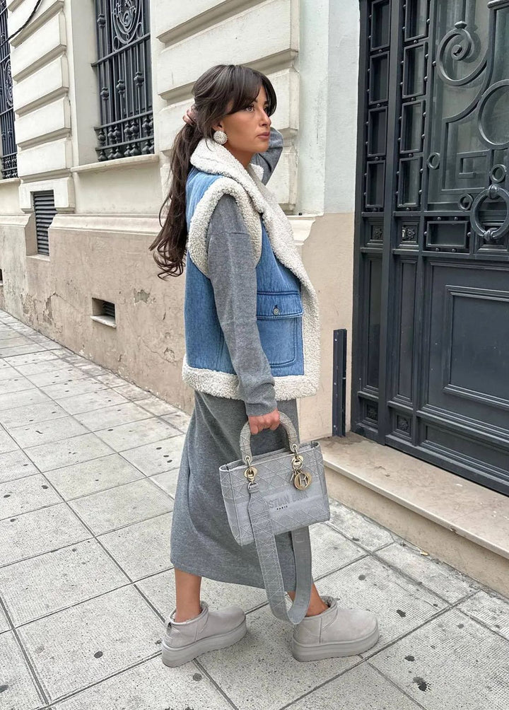 Gilet en laine imitation denim