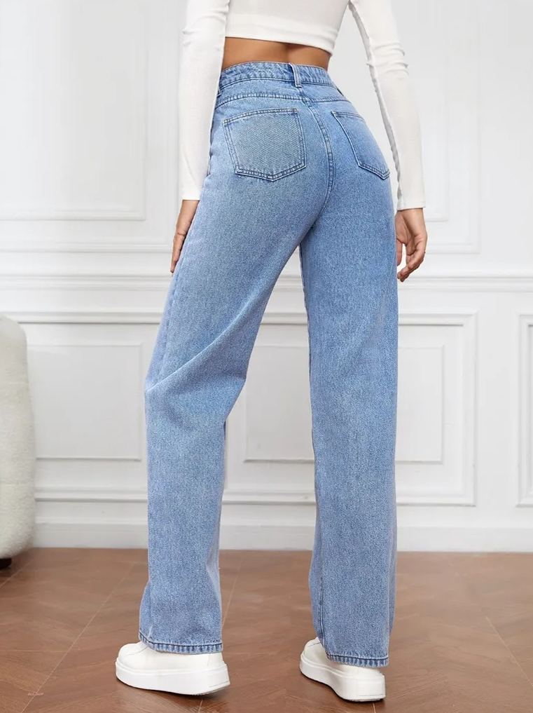 Plus-Size High-Waisted Straight-Leg Jeans