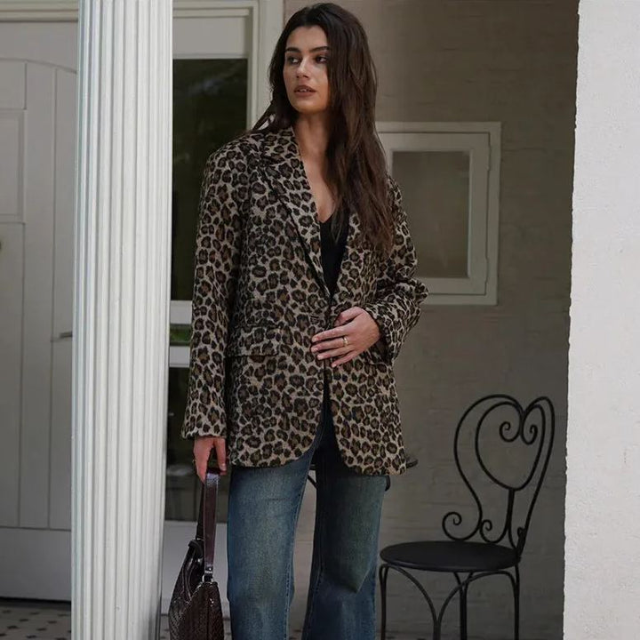 Leopard Print Lapel Suit Jacket