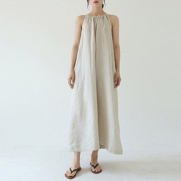 French Linen Halter Tank Dress