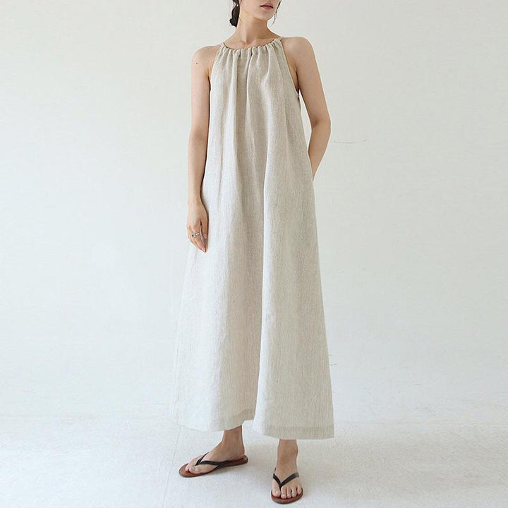 French Linen Halter Tank Dress