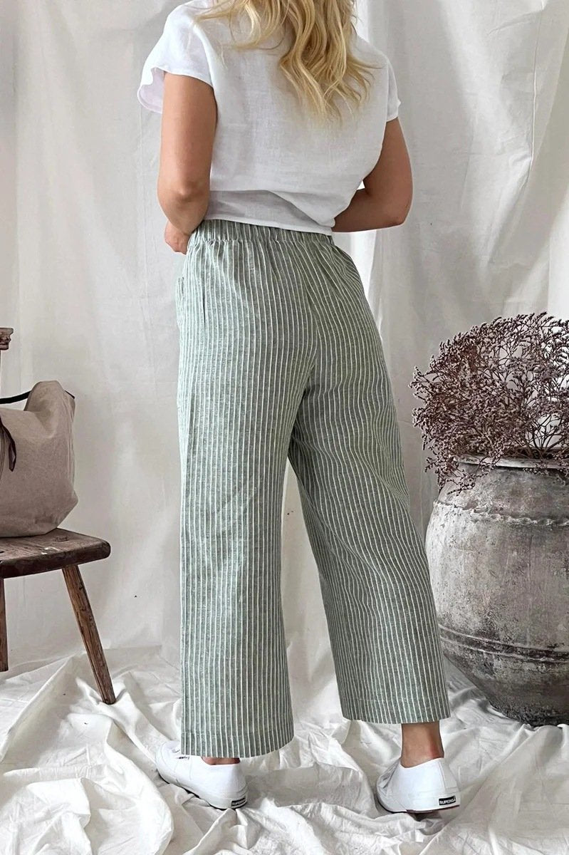 Cotton linen loose casual straight-leg pants