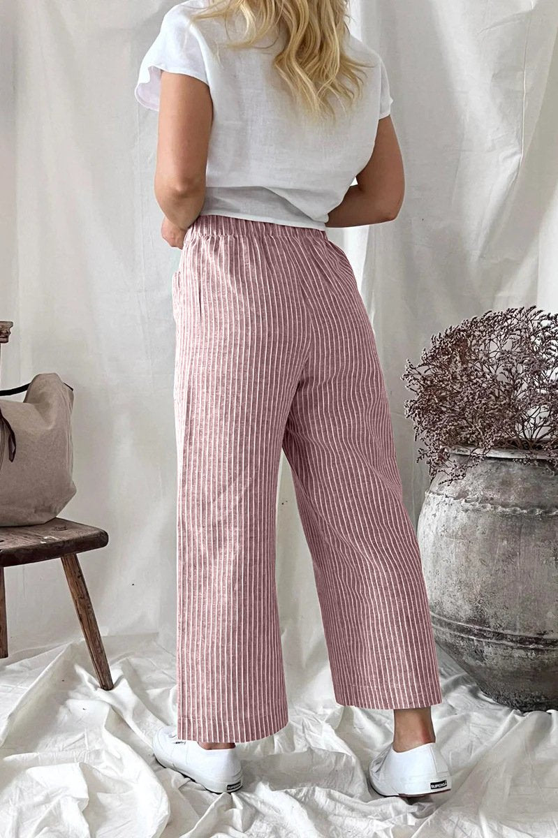 Cotton linen loose casual straight-leg pants