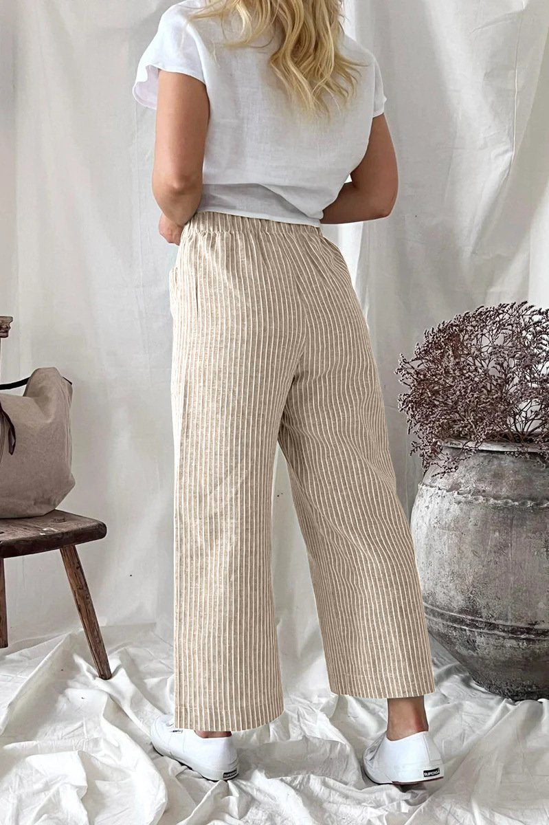 Cotton linen loose casual straight-leg pants