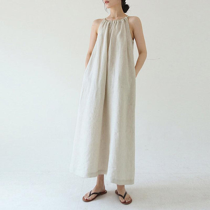 French Linen Halter Tank Dress