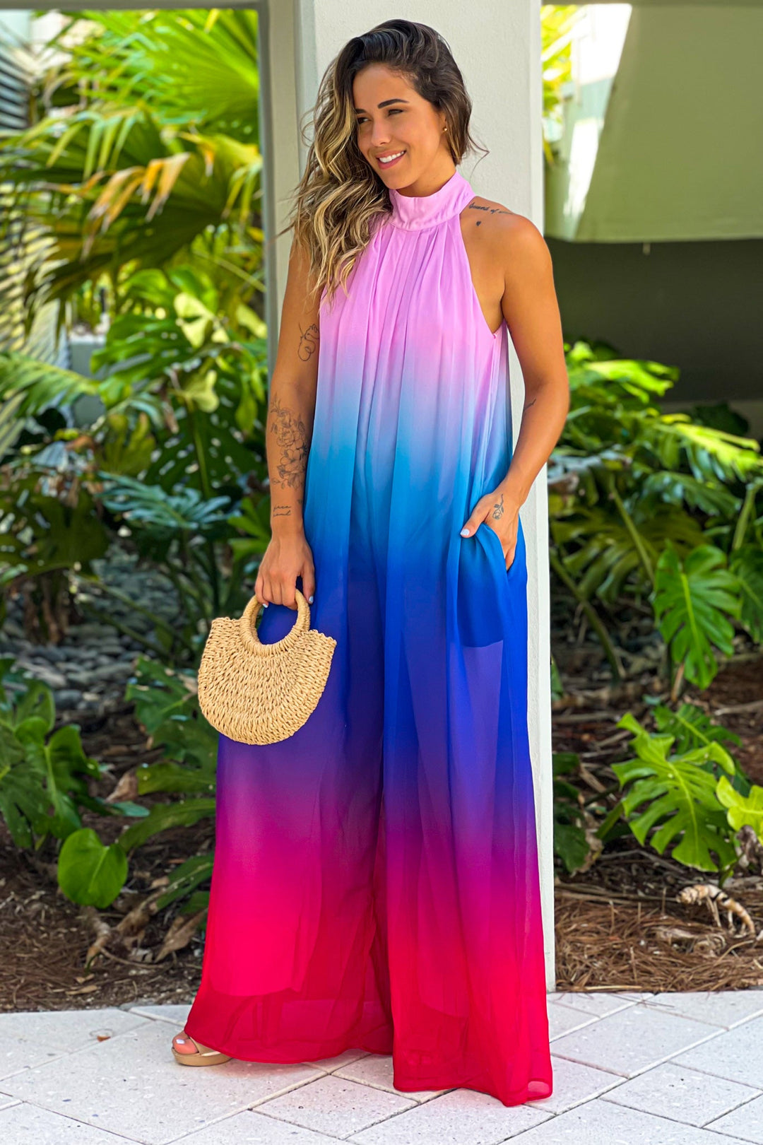 Multi Color Sleeveless Jumpsuit